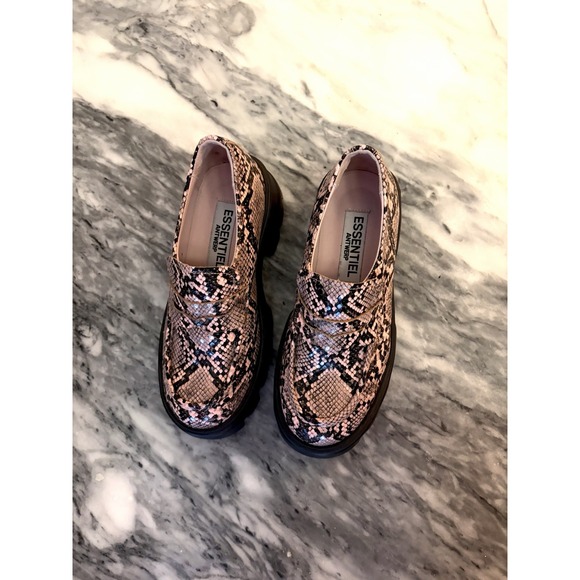 Essentiel Antwerp Snakeskin Effect Platform Loafers Size 37 - Picture 7 of 11